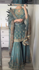 Ssr 504 Designer Party Wear Look Top Plazzo And Dupatta With Heavy Embroidery Work Pakistani Suits