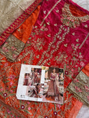 Ziaaz Designs Code 730 Georgette Bandhni Digital Print Shaded Handwork Heavy Embroiderd Semi Stitched Pakistani Outfit