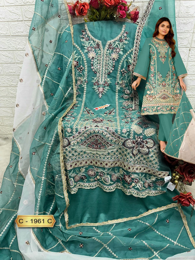 Fepic Rosemeen C 1961 C Organza Embroidered Worked Pakistani Suits