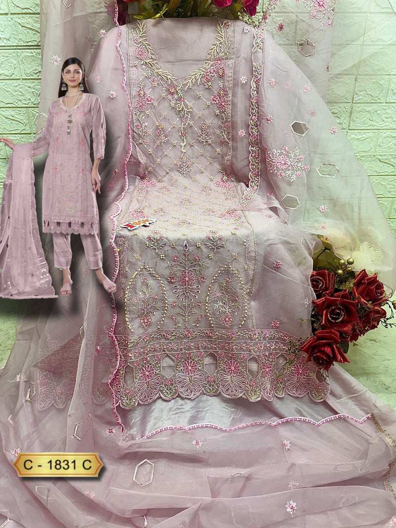 Fepic Rosemeen C 1831 C Organza Embroidered Worked Pakistani Suits