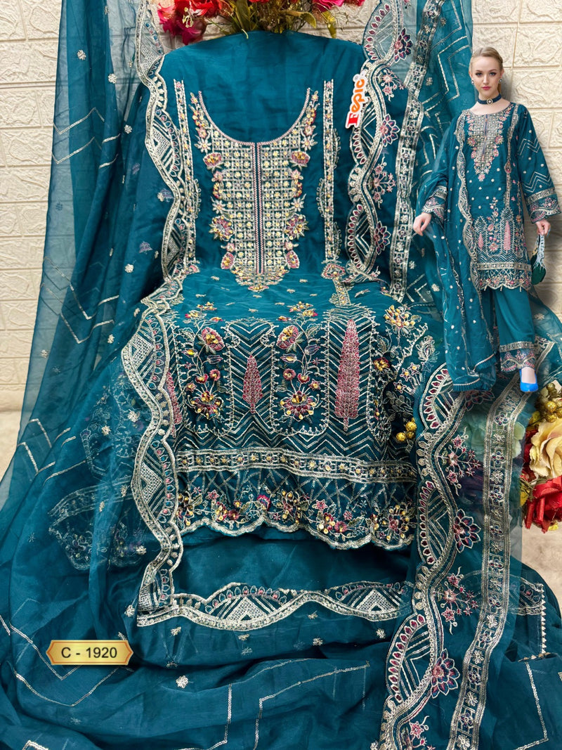 Fepic Rosemeen 1920 Organza Embroidered Worked Pakistani Suits