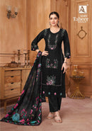 Alok Suit Tabeer Pure Cambric Lawn Pakistani Embroidery With Fancy Daman Sleeve Embroidery Work Pakistani Suits