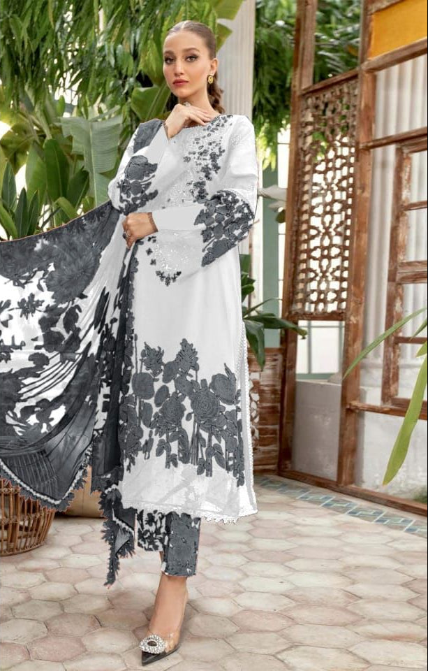 Aasha 1023 B Pure Cotton Print With Heavy Embroidery With Patches Worked Pakistani Suits