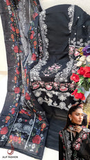Alif Fashion 172 A Pure Cotton With Heavy Embroidery Work With Moti Work Pakistani Suits