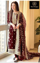 Ziaaz Designs Code 702 B Georgette Georgette Heavy Handwork Embroidred Sequins Semi Stitched Pakistani Outfit