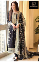 Ziaaz Designs Code 702 A Georgette Georgette Heavy Handwork Embroidred Sequins Semi Stitched Pakistani Outfit