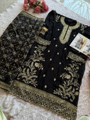 Ziaaz Designs Code 702 A Georgette Georgette Heavy Handwork Embroidred Sequins Semi Stitched Pakistani Outfit