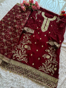 Ziaaz Designs Code 702 B Georgette Georgette Heavy Handwork Embroidred Sequins Semi Stitched Pakistani Outfit