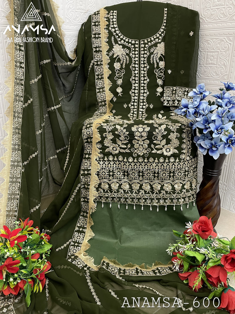 Anamsa 600 Heavy Pure Fox Georgette With Heavy Embroidered With Sequence Work Pakistani Suits