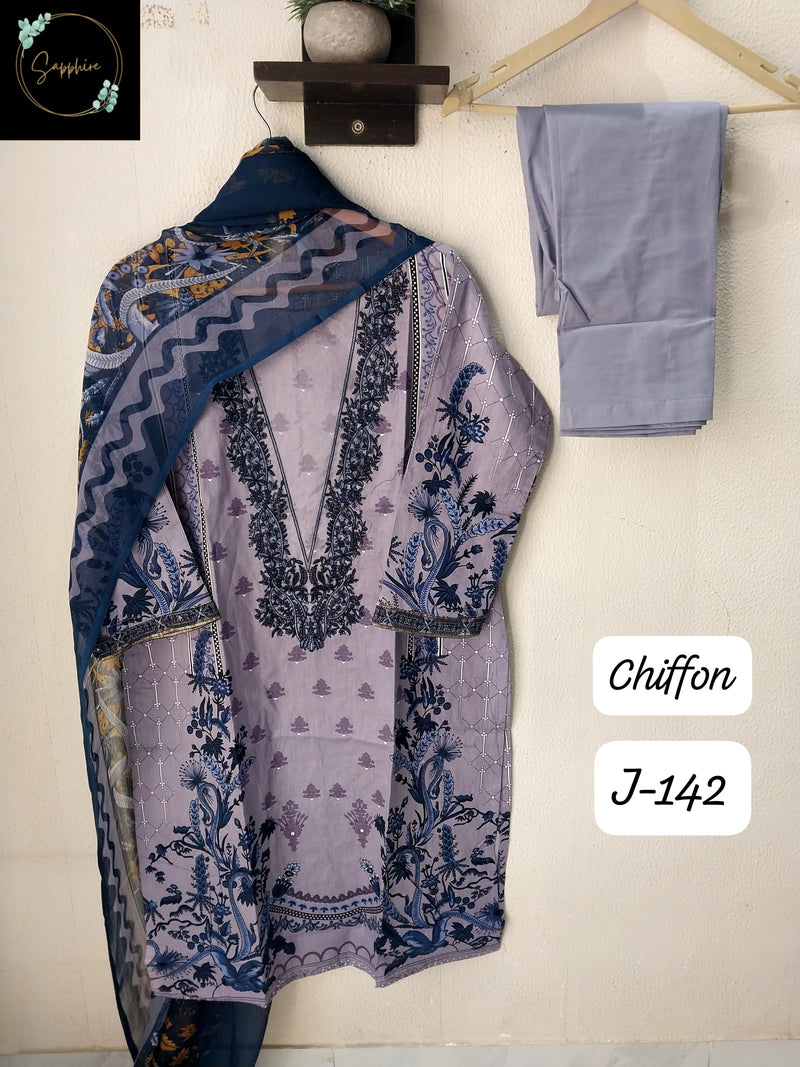 Sapphire  142 Lawn Cotton  With Patch Worked Pakistani Pret