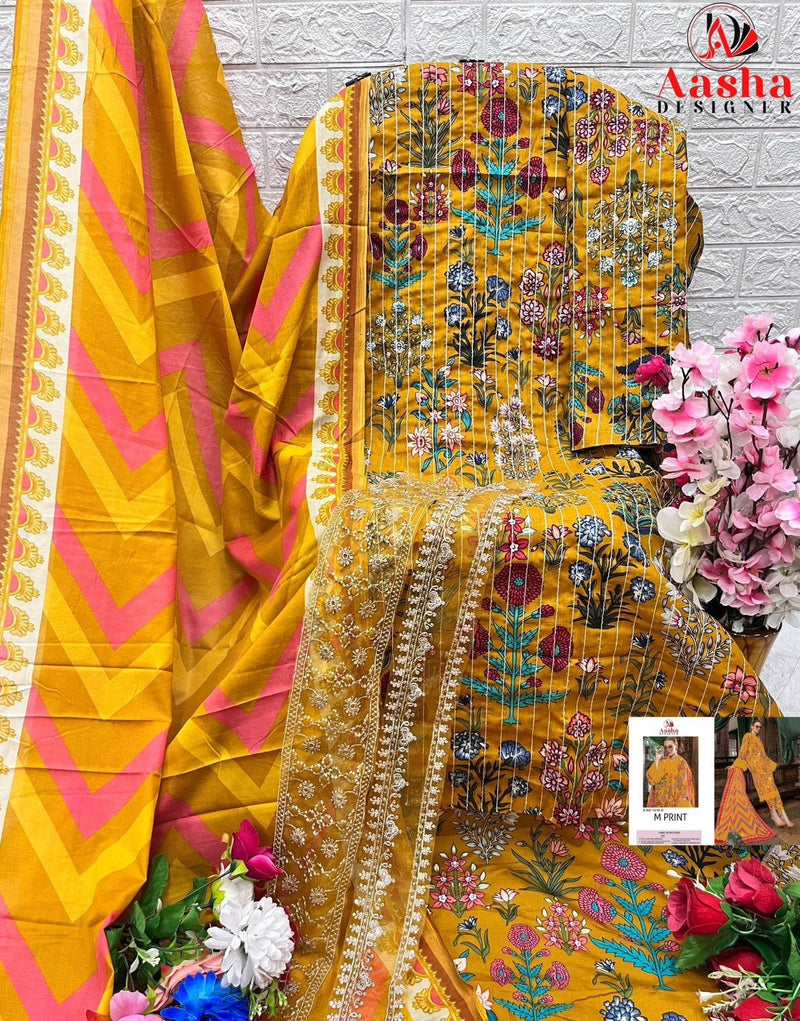 Aasha 1016 D Pure Cotton Print Embroidery Worked Pakistani Suits
