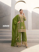 Zubeda 726 Chinon Si̇lk Embroidery Worked Pakistani Suits