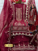 Fepic C 1918 B Organza Embroidered Heavy Khatli Worked Pakistani Suits