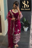 Bin Saeed 12102 Goergett Embroidery Worked Pakistani Suits
