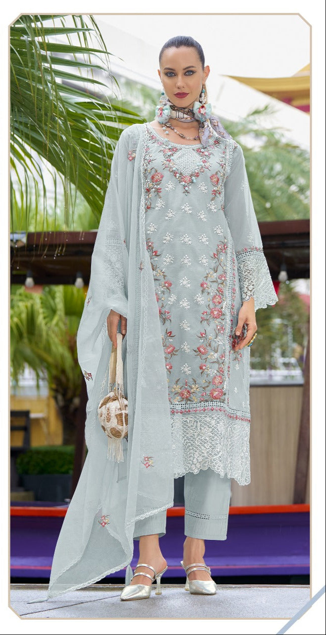 Fepic 1916 Organza Embroidered Worked Pakistani Suits