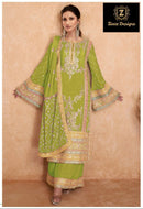 Ziaaz 418 F Chinon Heavy Embroidery Worked Pakistani Suits