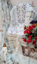 Alif  84 B Pure Cambric Cotton Embroidery And Moti Worked Pakistani Suits