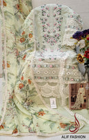 Alif  84 C Pure Cambric Cotton Embroidery And Moti Worked Pakistani Suits