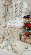 Alif  84 Pure Cambric Cotton Embroidery And Moti Worked Pakistani Suits