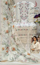 Alif  84 Pure Cambric Cotton Embroidery And Moti Worked Pakistani Suits