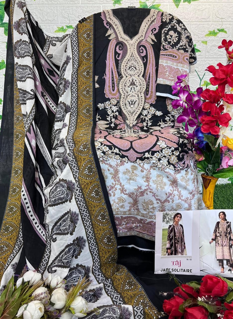 Taj Creations 132  Pure Cotton Print Embroidery Worked Pakistani Suits