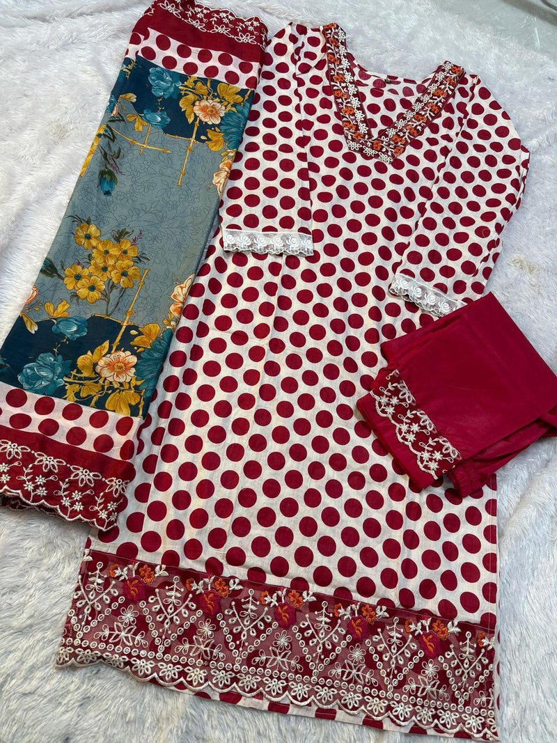 Mehbbob Tex 1535 B Cotton Print With Embroidery Worked Pakistani Suits