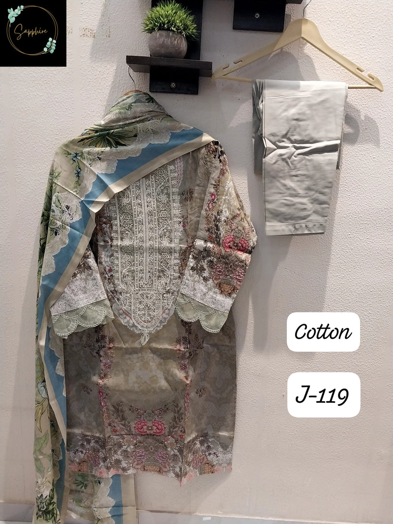 Sapphire 119 B Lawn Cotton  With Patch Worked Pakistani Pret
