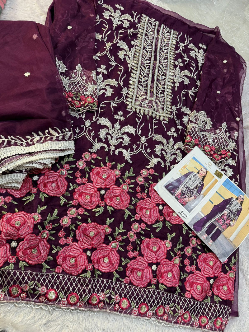 Ziaaz 803 C Organza Heavy Embroidery Worked Pakistani Suits