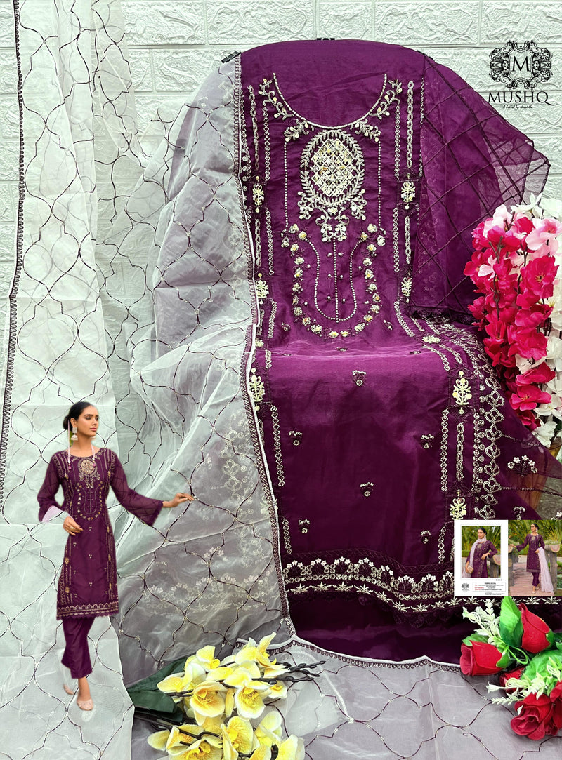 Mushq M 306 A Organza Embroidered Worked Pakistani Suits
