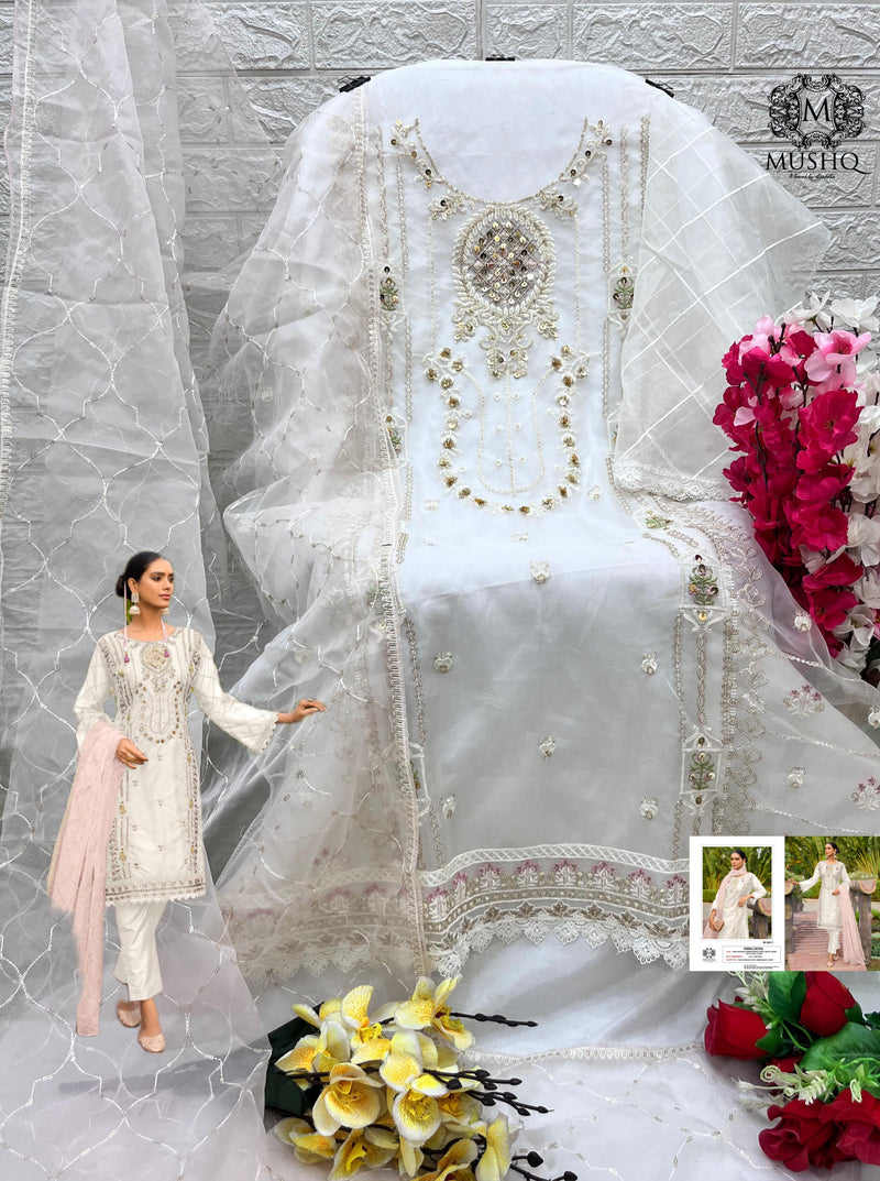 Mushq M 306 D Organza Embroidered Khatli Work Pakistani Suits