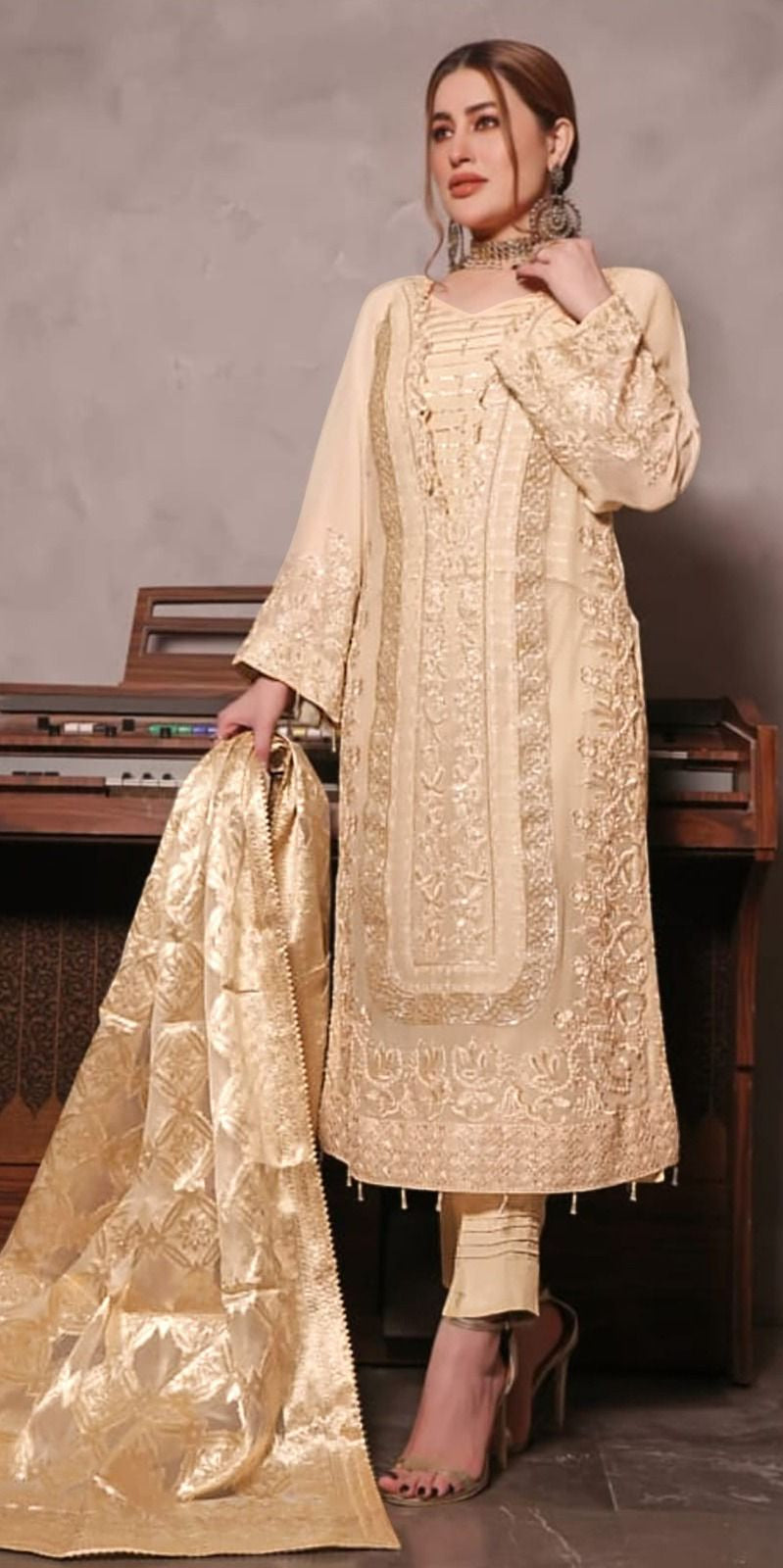 Serine S 142 Organza Heavy Embroidered Worked Pakistani Suits
