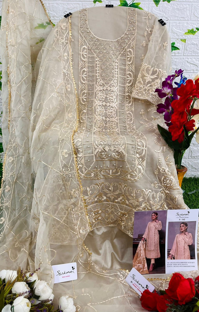Serine S 142 Organza Heavy Embroidered Worked Pakistani Suits