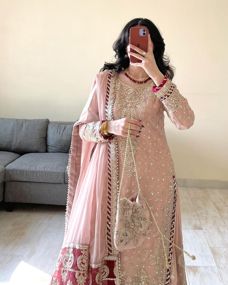 SR 1672 Faux Georgette With Heavy Embroidery Sequence Worked Pakistani Suits
