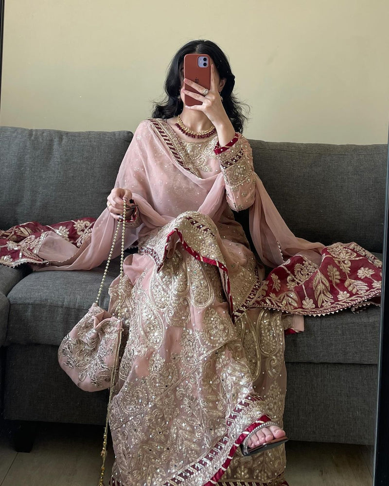 SR 1672 Faux Georgette With Heavy Embroidery Sequence Worked Pakistani Suits