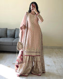 SR 1672 Faux Georgette With Heavy Embroidery Sequence Worked Pakistani Suits