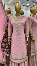 SR 1672 Faux Georgette With Heavy Embroidery Sequence Worked Pakistani Suits