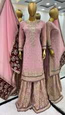 SR 1672 Faux Georgette With Heavy Embroidery Sequence Worked Pakistani Suits