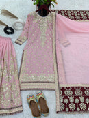 SR 1672 Faux Georgette With Heavy Embroidery Sequence Worked Pakistani Suits