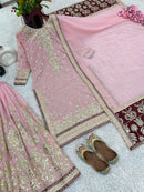 SR 1672 Faux Georgette With Heavy Embroidery Sequence Worked Pakistani Suits