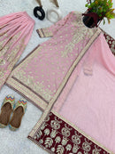 SR 1672 Faux Georgette With Heavy Embroidery Sequence Worked Pakistani Suits