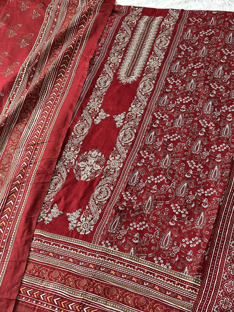 Jihan 3227A Reyon Cotton Kasmiri Embroidery Worked Pakistani Suits