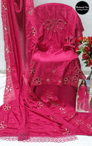 Mehmood Tex  M 69 Heavy Chinnon With Embroidery Hand Work Also Cutwork Pakistani Suits