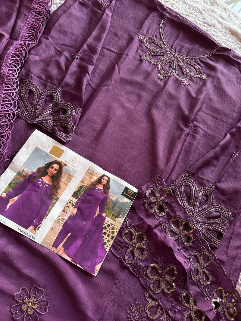 Ziaaz 782 A Chinon Moti Worked Pakistani Suits