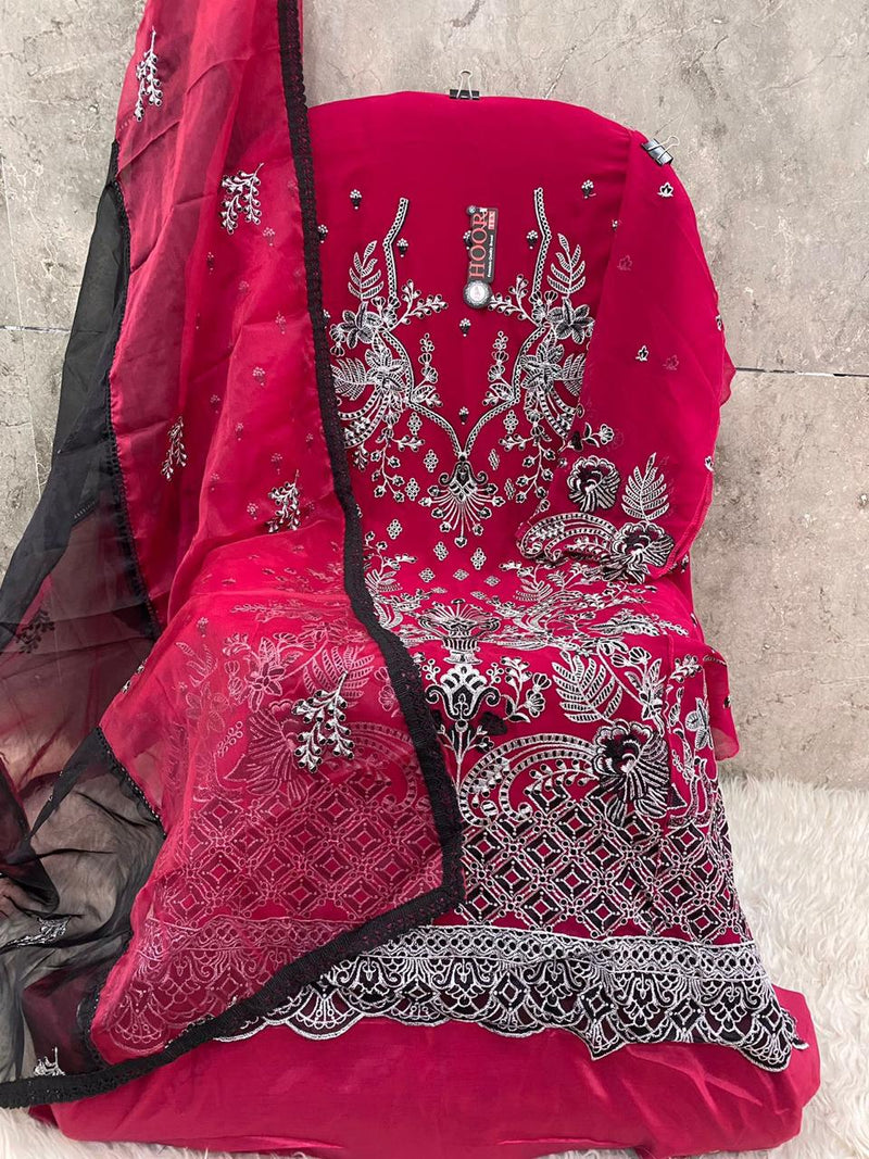 Hoor Tex H 197 D Fox Georgette Embroidery Worked Pakistani Suits