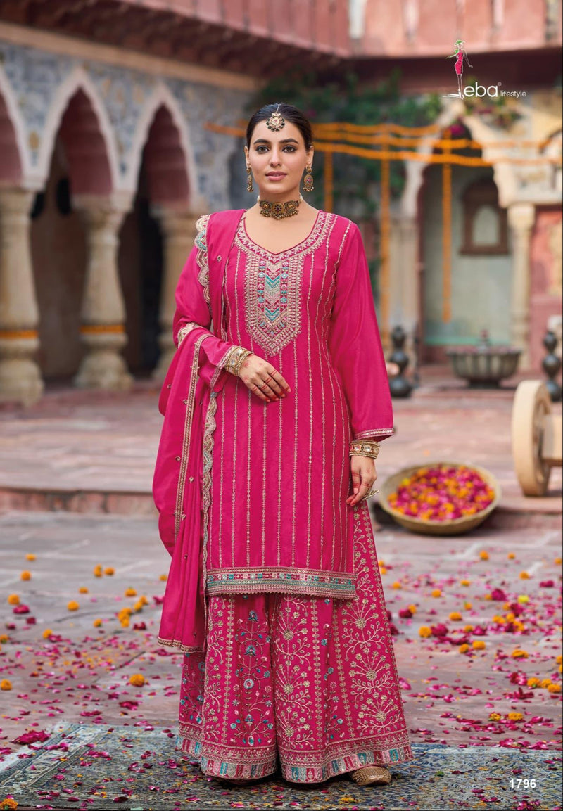 Eba Lifestyle Sahenaaz 1796 Heavy Chinon With Embroidery Worked Readymade Stylish Suits