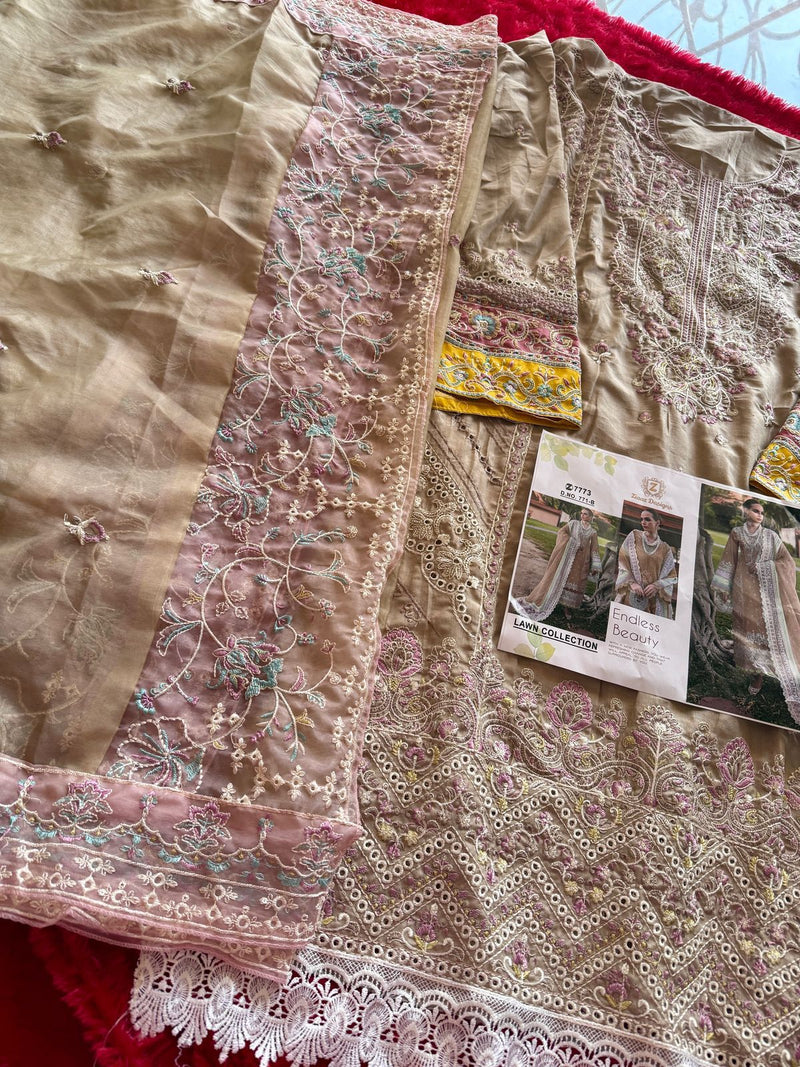 Ziaaz 771 B Cotton Very Heavy Embroidery Worked Tunic Pakistani Suits