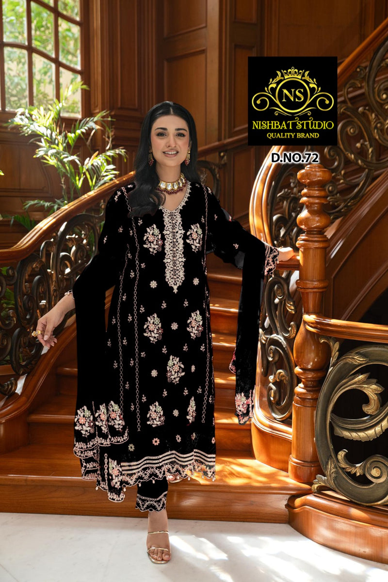 Nishbat 72 Fox Georgette Designer Embroidered Tunic With Handwork Pakistani Pret