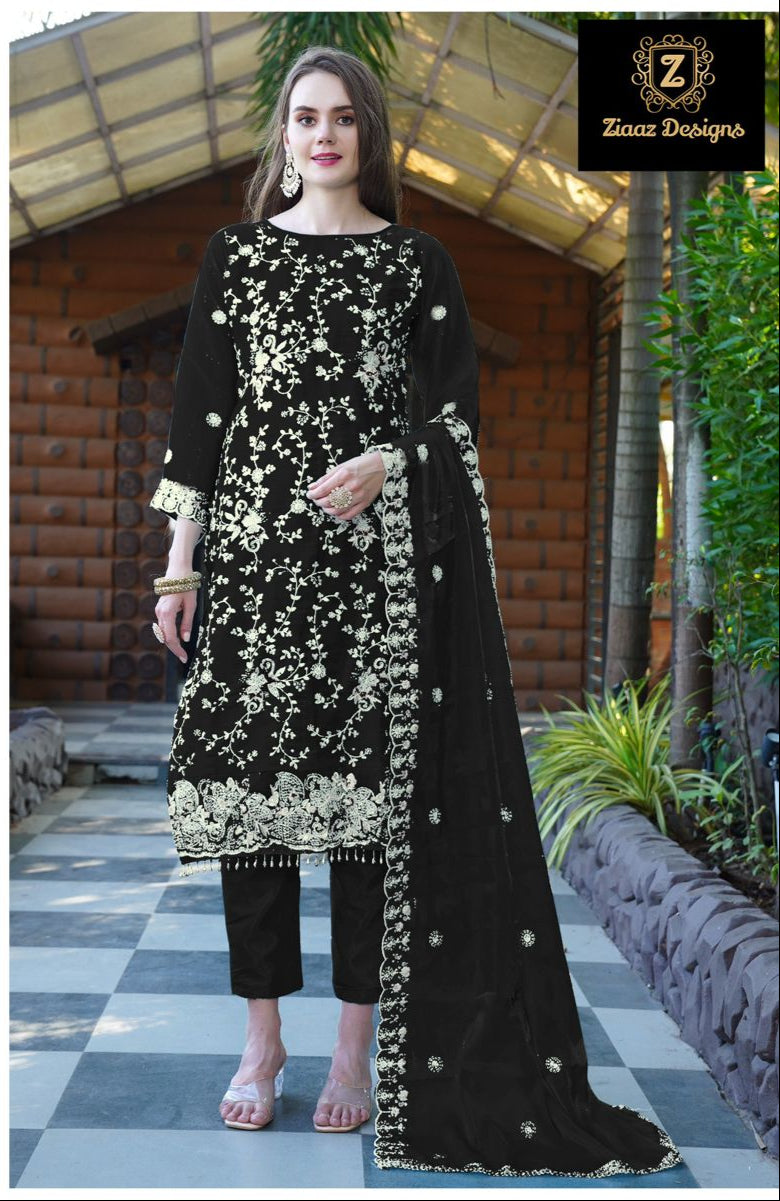 Ziaaz 714 K Jimmy Choo Beautiful Embroidery Jarkan And Moti Work Pakistani Suits