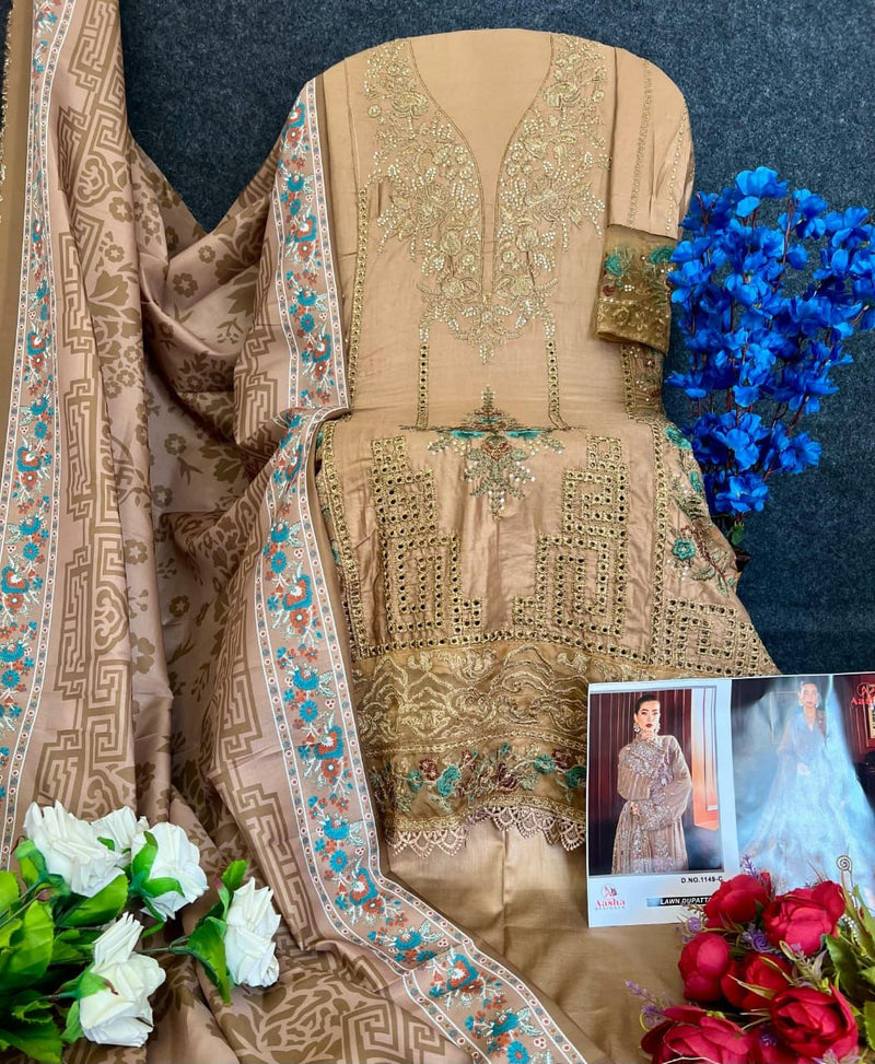 Aasha 1149 C  Heavy Reyon Embroidery Worked Pakistani Suits