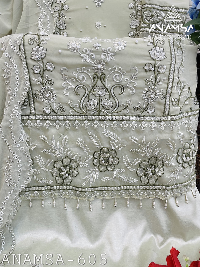 Anamsa 7773 Heavy  Georgette With Embroidered Sequence And Moti Worked Pakistani Suits